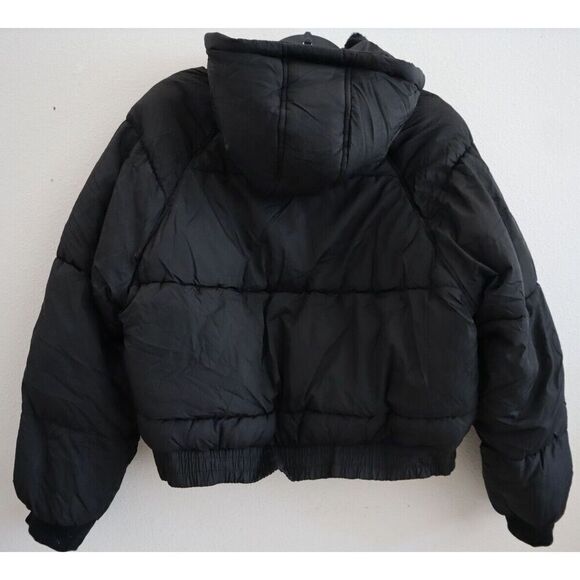 Aéropostale 8681 Women's Sz L Black Oversized Quilted Hooded Puffer Jacket - Picture 2 of 7
